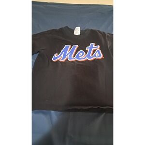 NY METS boys Size 7 Black Short Sleeve Tshirt